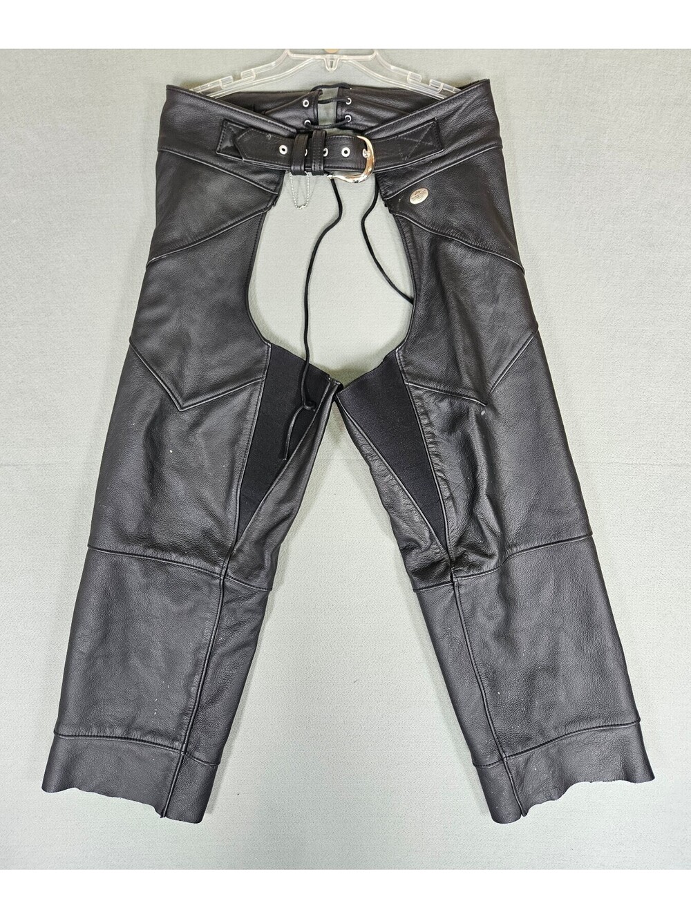 Harley-Davidson Black Leather Motorcycle Chaps L USA MADE